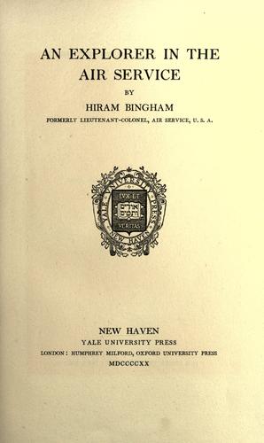 Cover for An explorer in the air service