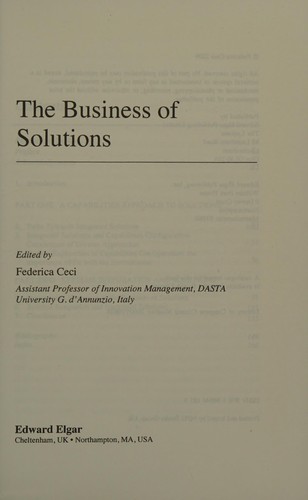 Cover for The business of solutions