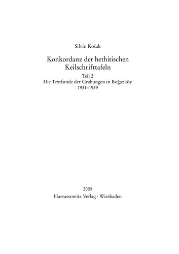Cover for Konkordanz der hethitischen Keilschrifttafeln