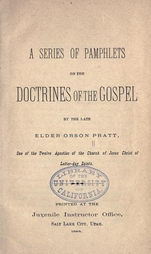 Cover for A series of pamphlets on the doctrines of the Gospel