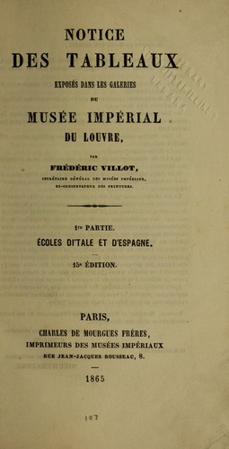 Cover for Notice des tableaux expose s dans les galeries du Muse e impe rial du Louvre