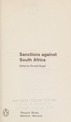 Cover for Sanctions against South Africa