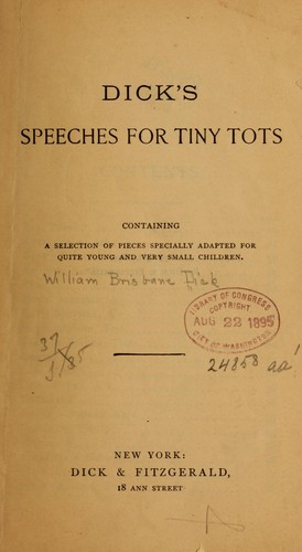 Cover for Dick's speeches for tiny tots
