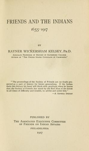 Cover for Friends and the Indians, 1655-1917