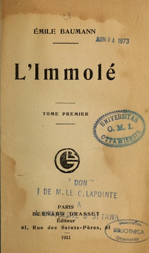 Cover for L'Immolé