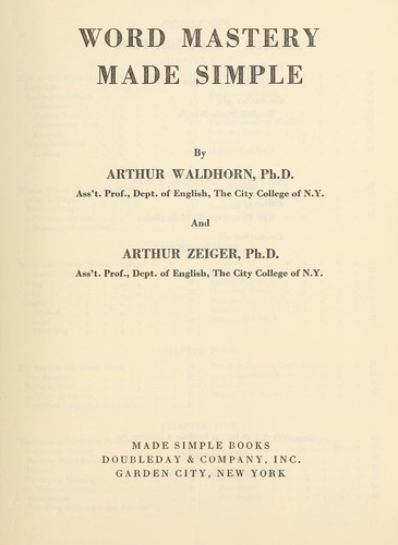 Cover for Word mastery made simple