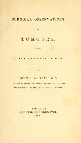 Cover for Surgical observations on tumours