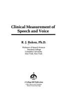 Cover for Clinical measurement of speech and voice