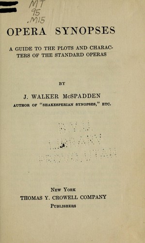 Cover for Opera synopses