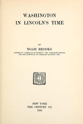 Cover for Washington in Lincoln's time