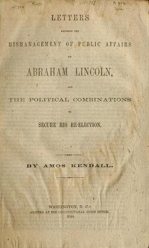 Cover for Letters exposing the mismanagement of public affairs by Abraham Lincoln
