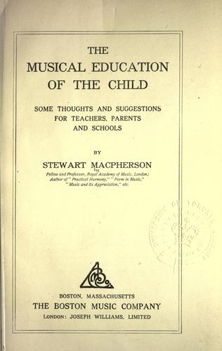 Cover for The musical education of the child