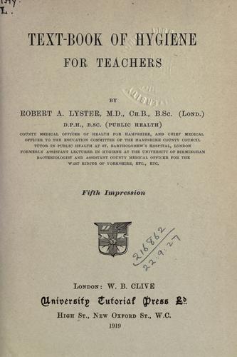 Cover for Text-book of hygiene for teachers.