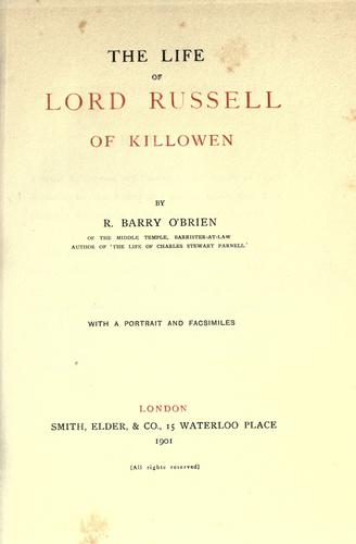 Cover for The life of Lord Russell of Killowen