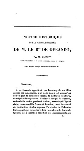 Cover for Notice historique sur la vie et les travaux de M. le bon de Gerando