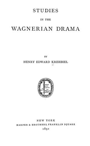 Cover for Studies in the Wagnerian drama