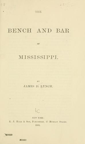 Cover for The bench and bar of Mississippi.