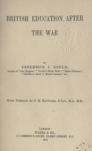 Cover for British education after the war