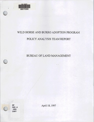 Cover for Wild Horse and Burro Adoption Program