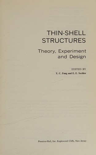 Cover for Thin-shell structures; theory, experiment and design
