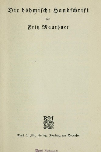 Cover for Die böhmische Handschrift