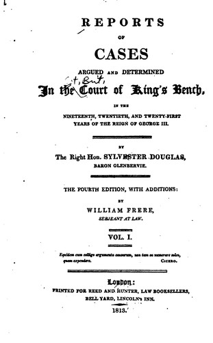 Cover for Reports of Cases Argued and Determined in the Court of King's Bench, in the Nineteenth ...