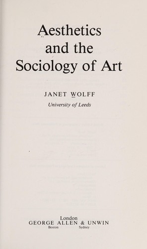 Cover for Aesthetics and the sociology of art