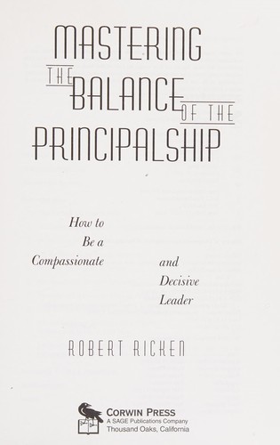 Cover for Mastering the balance of the principalship