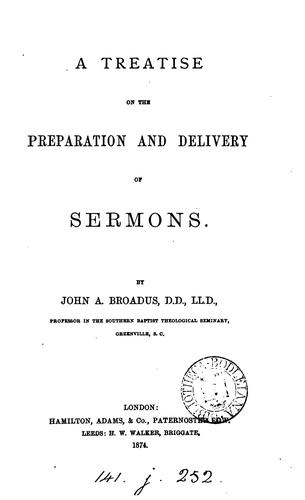 Cover for A treatise on the preparation and delivery of sermons
