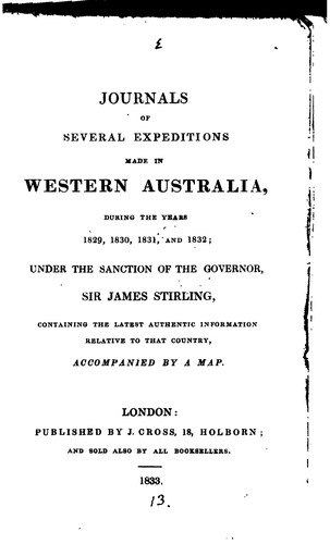 Cover for Journals of Several Expeditions Made in Western Australia During the Years ...