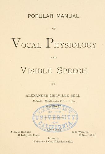Cover for Popular manual of vocal physiology and visible speech