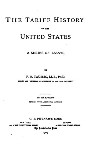 Cover for The Tariff History of the United States