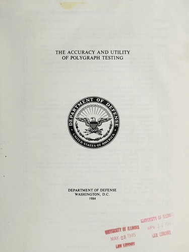 Cover for The accuracy and utility of polygraph testing