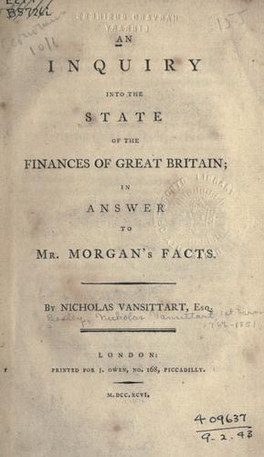 Cover for An inquiry into the state of the finances of Great Britain