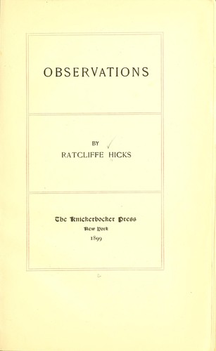 Cover for Observations
