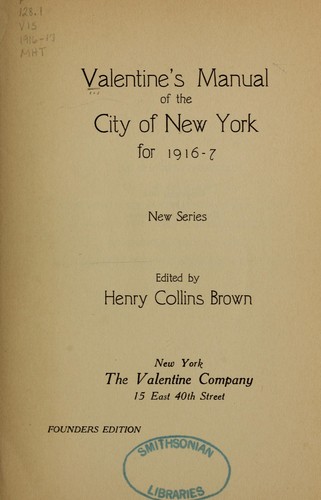 Cover for Valentine's manual of the city of New York