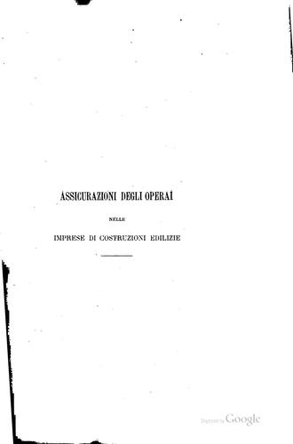 Cover for Assicurazioni degli operai nelle imprese di costruzioni edilizie ...