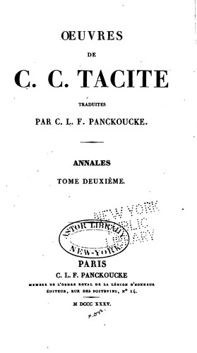 Cover for Oeuvres de C. C. Tacite