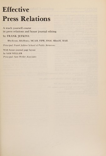 Cover for Effective press relations