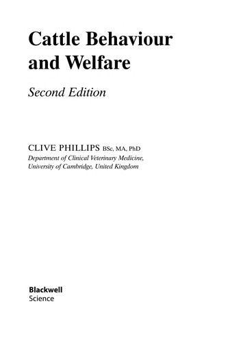 Cover for Cattle behaviour and welfare