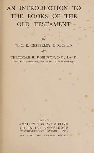 Cover for An introduction to the books of the Old Testament,