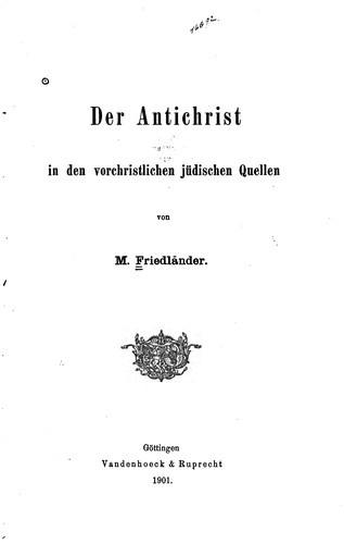 Cover for Der Antichrist in den vorchristlichen jüdischen quellen