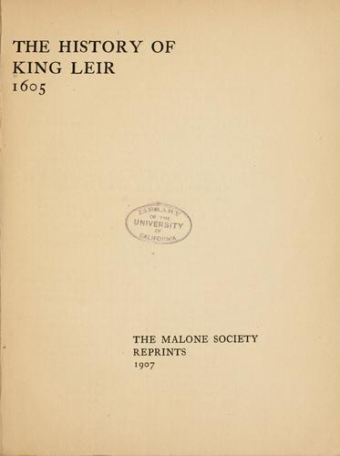 Cover for The history of King Leir