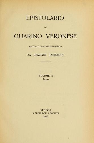 Cover for Epistolario di Guarino Veronese