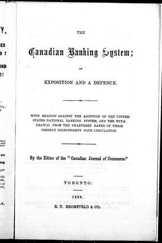 Cover for The Canadian banking system