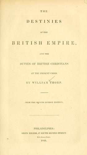 Cover for The destinies of the British Empire, and the duties of British Christians at the present crisis.