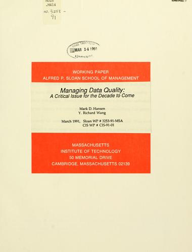 Cover for Managing data quality