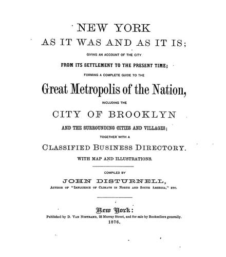 Cover for New York as it was and as it is