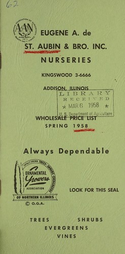 Cover for Wholesale price list, spring 1958