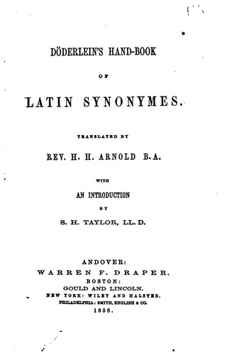 Cover for Döderlein's Hand-book of Latin synonyms.